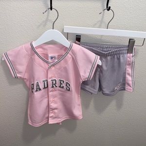 Girls Pink & Gray Padres Jersey & Shorts, size 6